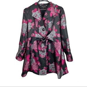 Jerry T Art To Wear Floral Jacket Tie Front Flare Sz Large